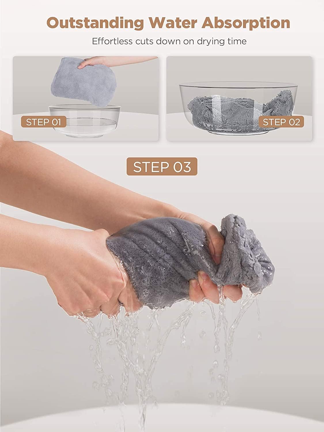 NEOBEYRUT Double-Layered Microfiber Hair Towel Wrap