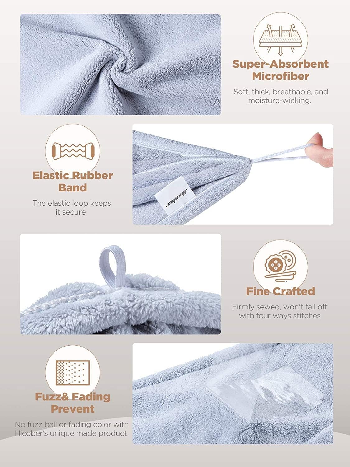 NEOBEYRUT Double-Layered Microfiber Hair Towel Wrap