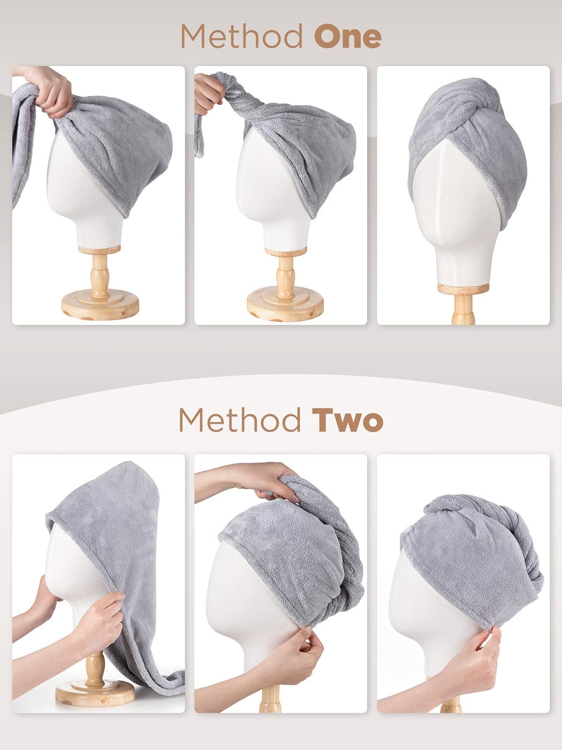 NEOBEYRUT Double-Layered Microfiber Hair Towel Wrap