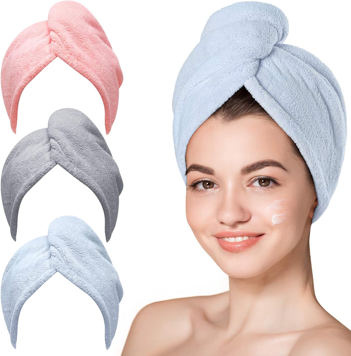 NEOBEYRUT Double-Layered Microfiber Hair Towel Wrap